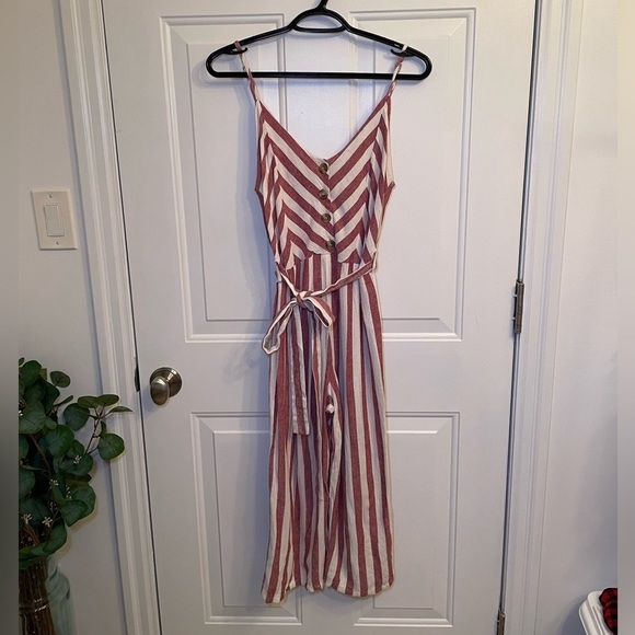 California Moon Rise - Red/White Striped Jumpsuit and Button Down - Picture 1 of 6